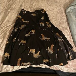 Black Skirt with Leopard Print
